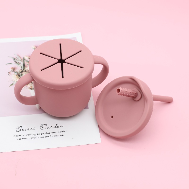 Tasse En Bambou Pour Enfants 150 Ml - Avec Manchon Silicone, Couvercle Ouvert, Apprentissage Autonomie Boire