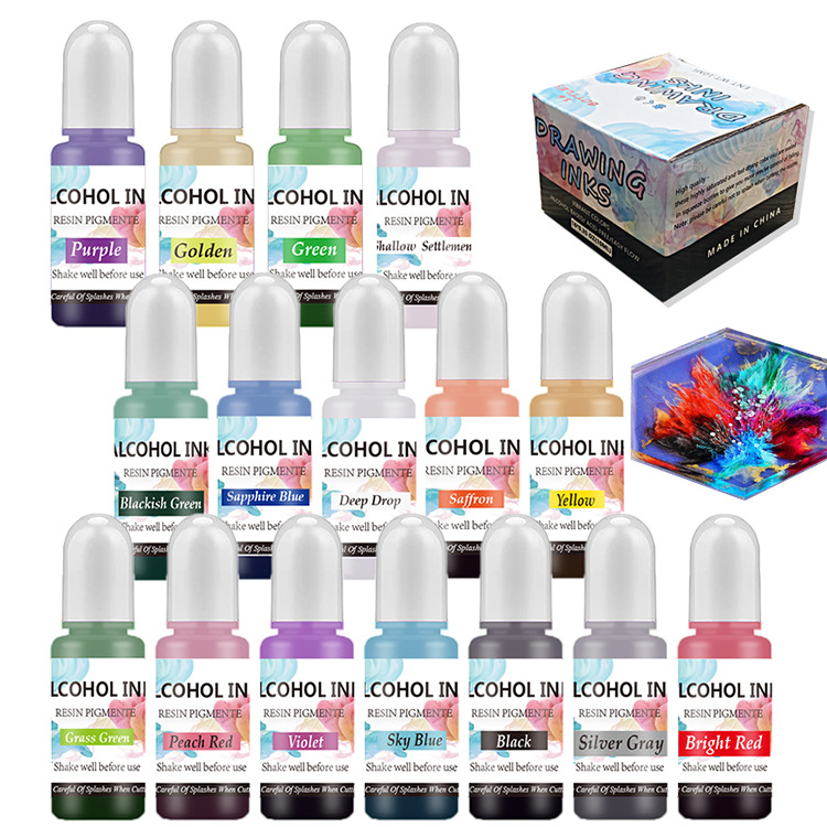 16 Colors of Alcohol Ink for Epoxy Resin