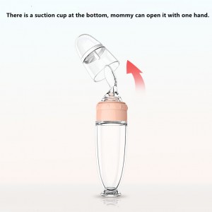 Silicone Baby Feeder with Suction Lid, Mommy can open with One Hand
