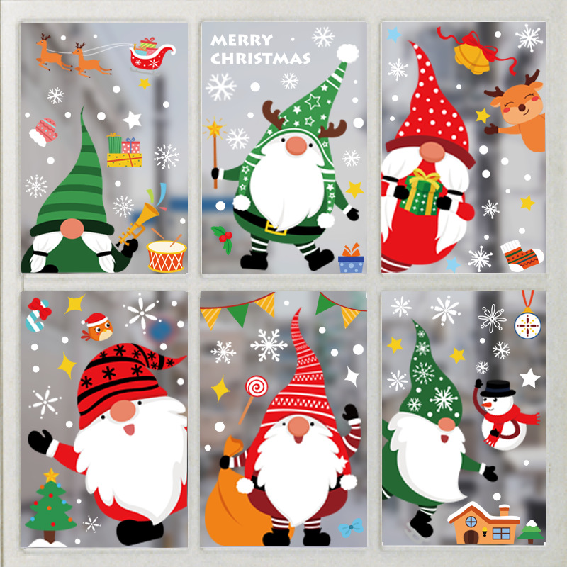 10 Pieces Removable Double Sided Self-adhesive Wall Decor Door Stickers Window Clings of Christmas