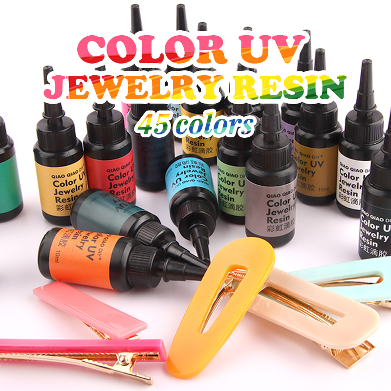 45 Colors Clear Hard UV Resin Fastest Curing Color Resin UV Resin Glue for DIY Jewelry Making Handmade Crafts