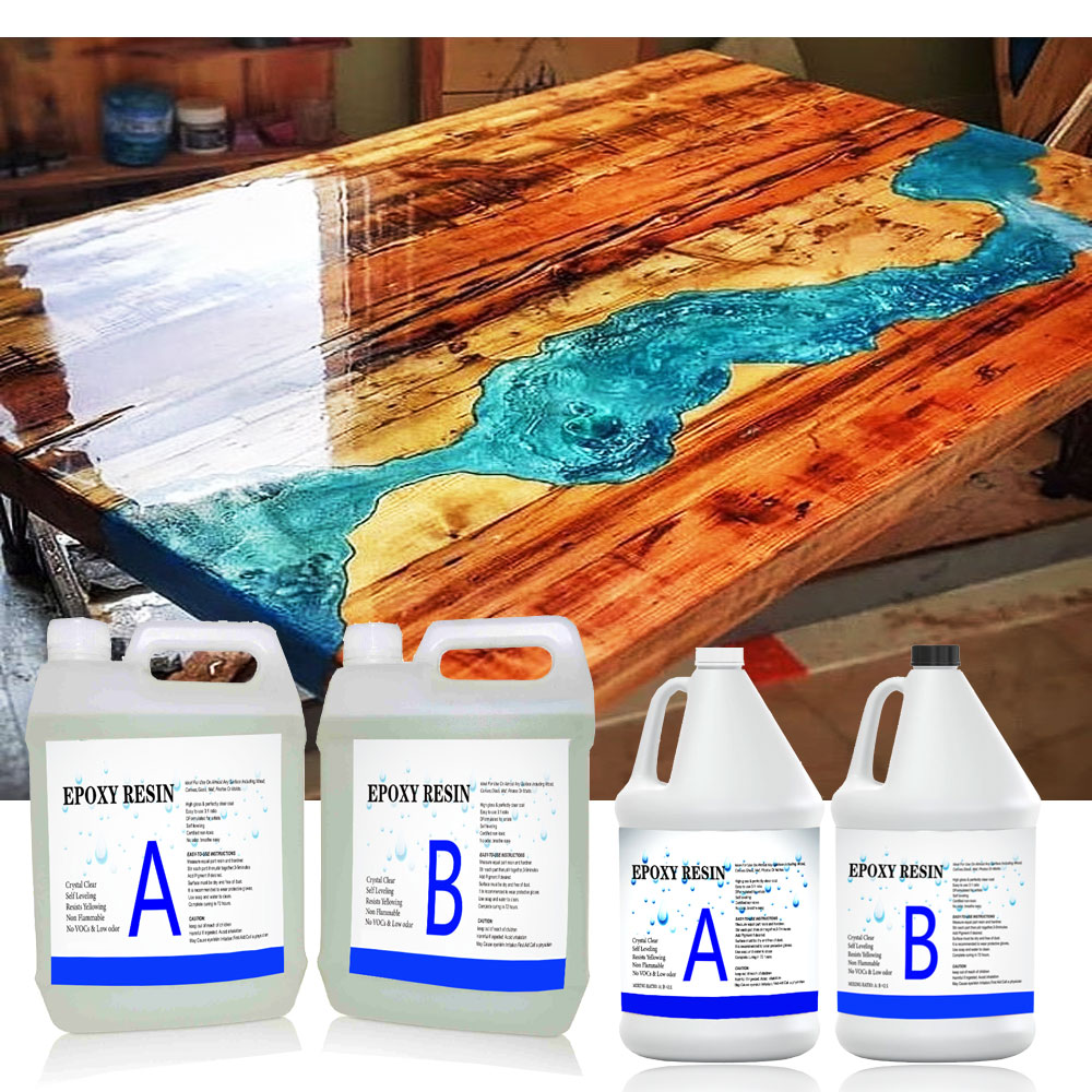High Gloss Epoxy Resin Crystal Clear 3:1 Deep Pour for Coating Wood Furniture