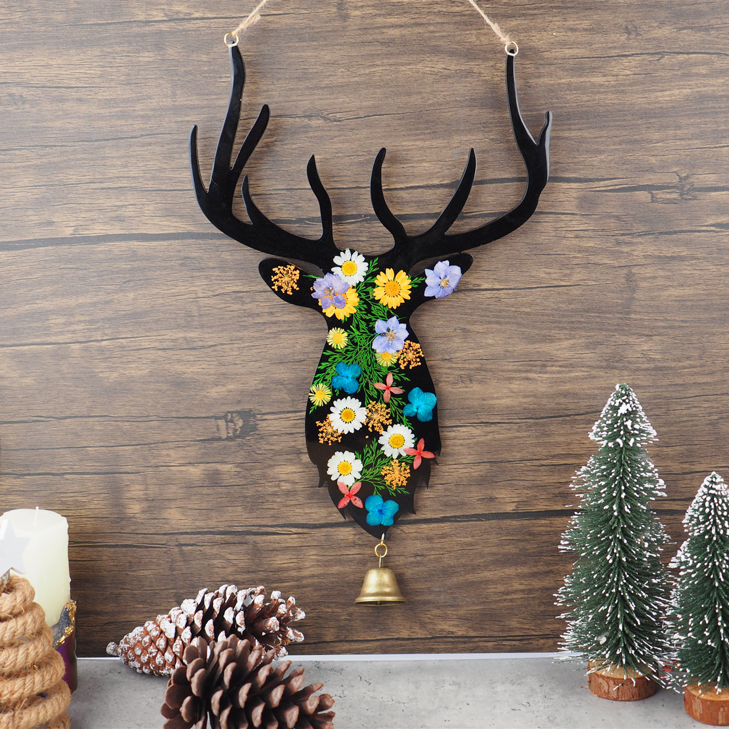 Reusable Resin Silicone Deer Head Mold with Antler for Wall Deco Door Trim House Ornament