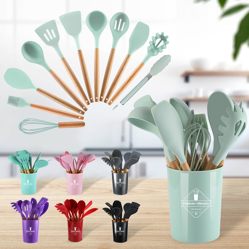 Kitchen Utensil Set Silicone Cooking Utensils Kit Spatula Heat Resistant for Non-Stick Cookware