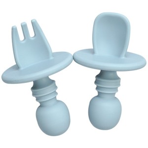 Round Edge Fork and spoon of Tiffiny Blue by silicone