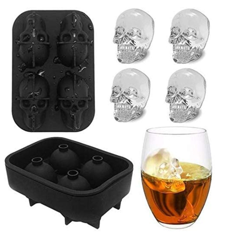 Creative Skull Modelling Silicone Ice Tray of Four Grids